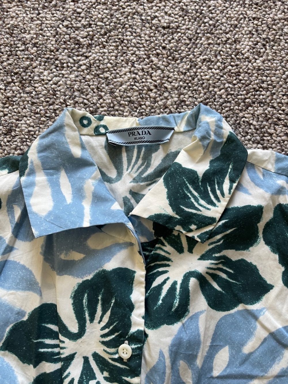 Prada Floral Oversized Aloha Sleeveless Cotton Buttondown Shirt Top 40 - Picture 3 of 4